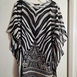 Carmen Marc Valvo Zebra Paisley Beach Cover-Up M/L NWT
